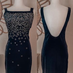 Vintage Gunne Sax Jessica McClintock Velvet Sparkle Evening Holiday Black Dress